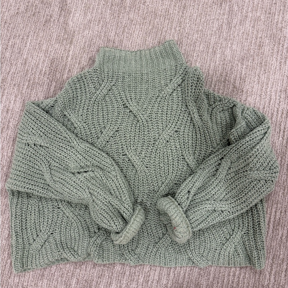Free People Sage Cable Knit Turtleneck Sweater